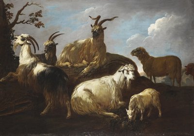 Cabras e ovelhas em uma paisagem de Philipp Peter Roos
